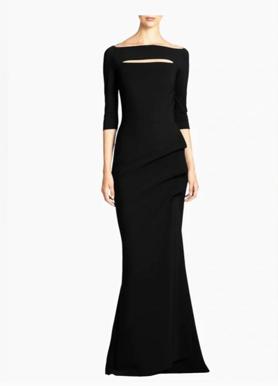 Chiara Boni La Petite Robe Kate Boatneck Slit Detail Gown Dress Black Size 14